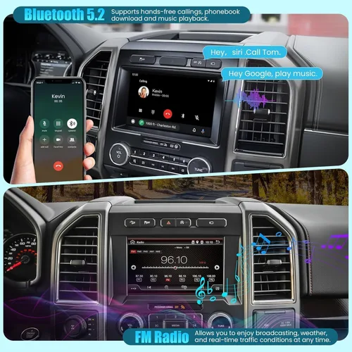 Vista 6 de Car Radio for Ford F150 2015-2020 Support Wireless Apple Carplay Android Auto GPS Navigation Android 15 8" Touch Screen FM Bluetooth Head Unit