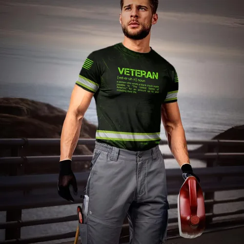 Vista 3 de prizestore Camisa de alta visibilidad para hombres, ropa de trabajo, nombre personalizado bandera de Estados Unidos para trabajadores, corredores