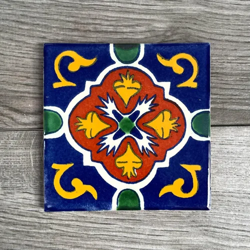 Vista 7 de Juego mixto de 4 posavasos mexicanos para azulejos