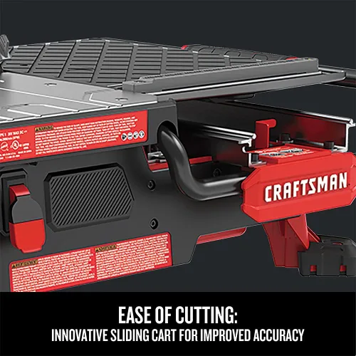 Vista 3 de CRAFTSMAN Cortador de azulejos V20, sierra para azulejos húmedos, carrito deslizante compacto, 7 pulgadas, inalámbrico, batería y cargador