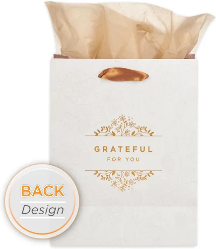 Vista 8 de Christian Art Gifts Bolsa de regalo de retrato con etiqueta y juego de papel de seda para mujeres: Grateful for You, inspirada en la fe