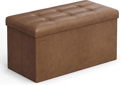 Vista 10 de Songmics Funda de piel sintética plegable – Banco de almacenamiento otomano reposapiés
