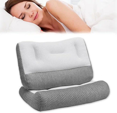 Vista 9 de Sohobloo - Almohada de cuello ergonómica de plumón de ganso para cuello, almohadas nimecales, almohadas para el cuello, aumenta el sueño