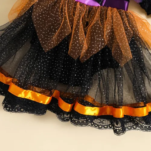 Vista 7 de Conjunto de mameluco de princesa de tul con correa de amarre para bebé y niña, con diadema, para recién nacido
