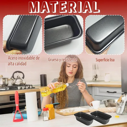 Vista 3 de Zddaoole Juego de 4 mini moldes para pan, 6 x 3.4 x 2 pulgadas, moldes pequeños para pan de plátano, moldes de acero inoxidable para pasteles