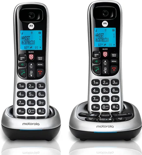 Vista 8 de Motorola CD4011 DECT 6.0 Teléfono inalámbrico con contestador automático y bloque de llamadas, plata/negro, 1 auricular