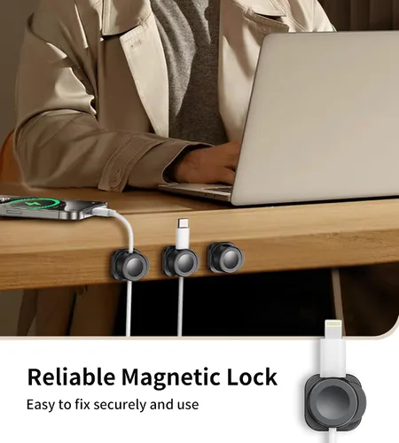 Vista 4 de [16 piezas] Organizador de cables, clips magnéticos para cables, organizadores de cables con adhesivo mejorado, organizador de escritorio