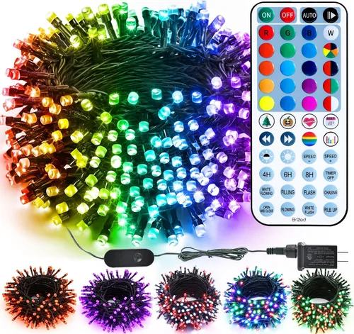 Vista 14 de Brizled Cadena de luces que cambian de color, 33 pies, 100 luces LED pasrel de Pascua con control remoto, cadena de luces RGB regulables, cable