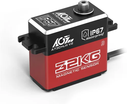 Vista 10 de AGFRC A73BHLW V2 88.2 lbs IP67 Impermeable Sin Escobillas 1/10 RC Servo Full Metal Gears, HV, Programmable Digital Servo, with 25T Metal Horn