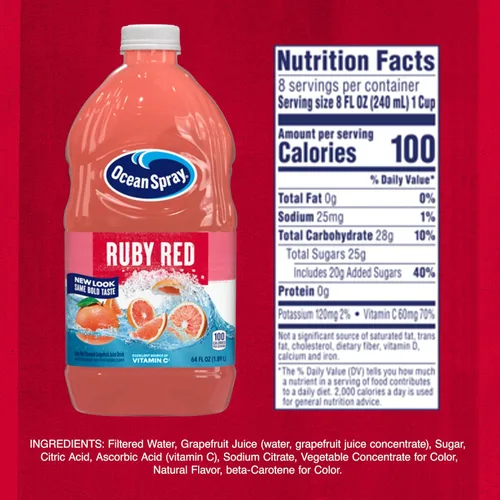 Vista 6 de Ocean Spray® Bebida de jugo de toronja roja rubí, botella de 64 onzas líquidas