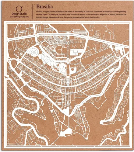 Vista 106 de O3 Design Studio Aberdeen - Mapa de papel cortado en papel blanco de 12 x 12 pulgadas