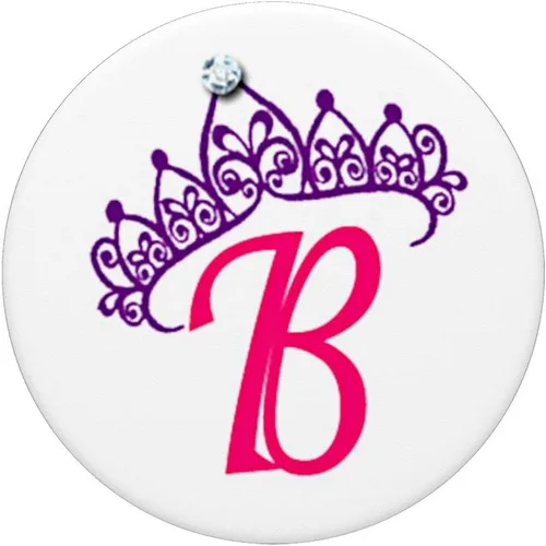 Vista 3 de Princess Tiara Crown Letter B Monogram PopSockets - Agarre y soporte para teléfonos y tabletas, Negro