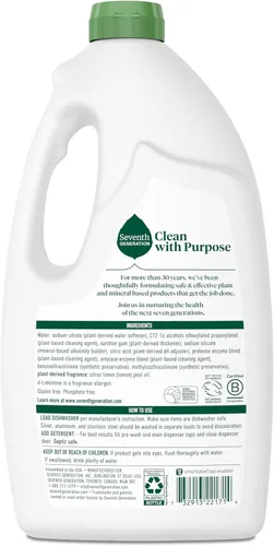 Vista 2 de Seventh Generation Detergente para lavavajillas en gel líquido, aroma a limón, 42 onzas, paquete de 6