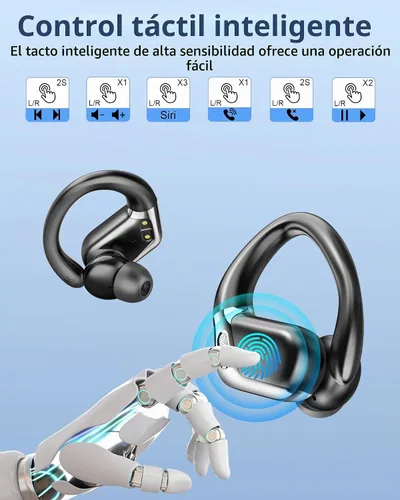 Vista 7 de Auriculares inalámbricos, Bluetooth 5.4 2026 deportivos, auriculares Bluetooth con micrófono ENC con cancelación de ruido, auriculares inalámbricos