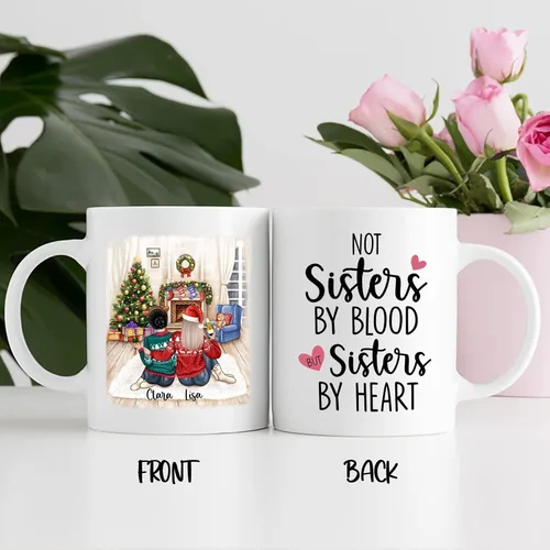 Vista 4 de Taza de café personalizada de la amistad para mejor amiga, regalo de taza del día de Galentine, regalo de taza de Navidad, taza de café