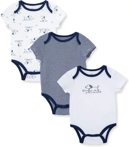 Vista 8 de Ropa de Little Me para bebé, pack de 3, 100% algodón, sin etiquetas que rasguen, mamelucos, de recién nacido a 9 meses Azul