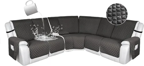 Vista 201 de HDCAXKJ Fundas de sofá seccional reclinable 100% impermeable, forma de L, funda de sofá reclinable lavable acolchada suave para mascotas, perro