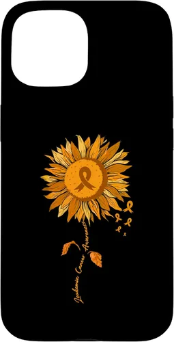 Vista 6 de Funda para iPhone 17 con cinta naranja y girasol de conciencia sobre la leucemia