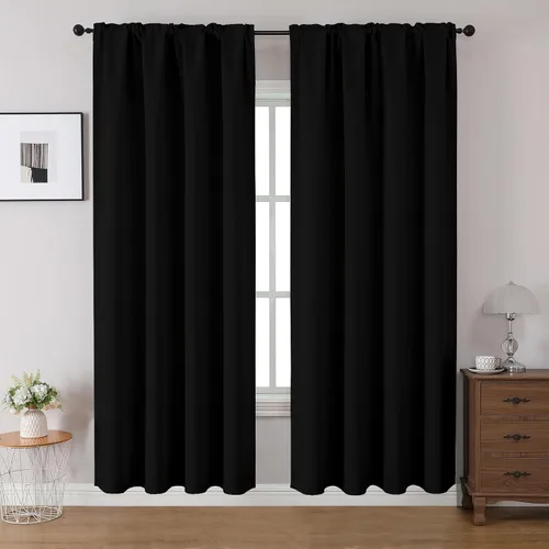 Vista 23 de CUCRAF Cortinas opacas de 45 pulgadas de largo, juego de 2 paneles para dormitorio, bolsillo para cortinero, cortinas de oscurecimiento