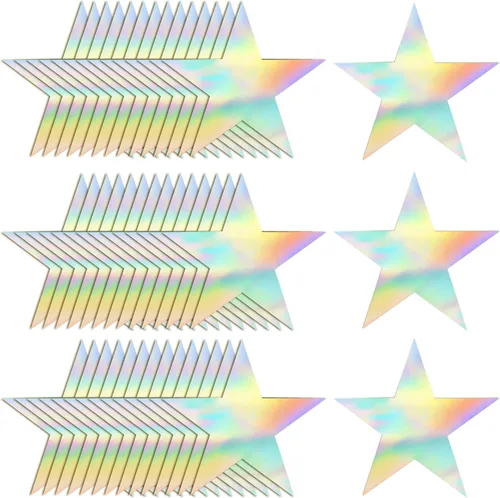 Vista 7 de 120 recortes dorados con purpurina de cinco estrellas, recortes de estrellas de papel para tablón de anuncios, estrellas, aula, pared, fiesta
