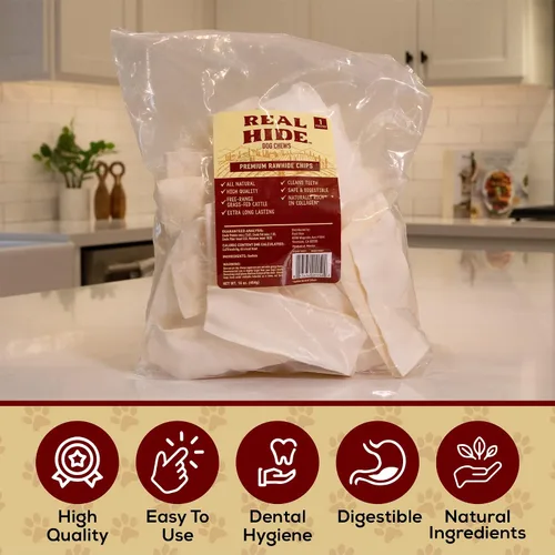 Vista 7 de Real Hide All Natural Dog Chew Treats Rawhide Chips 1 Pound