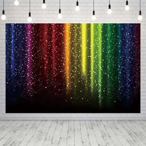 Vista 9 de Let's Glow - Telón de fondo de fiesta para fotografía, colorido arco iris con purpurina, fondo de neón salpicado, 10 x 8 pies, decoración de fiesta