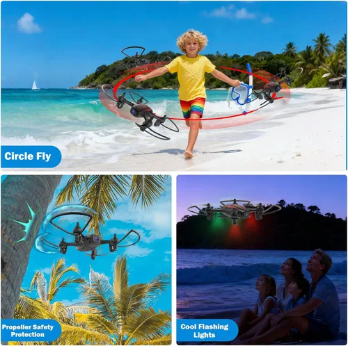 Vista 6 de Drones para niños de 8 a 12 años, dron con cámara 1080P para niños y adultos, FPV Drone con 2 baterías, mini dron con foto de gestos, cuadricóptero