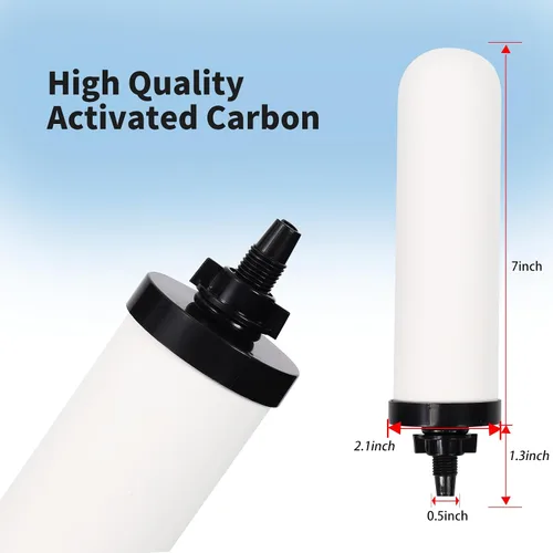 Vista 2 de 2 velas de filtro de agua de cerámica de 7 pulgadas, filtros de repuesto de filtro de agua de 7 pulgadas con carbón activado para sistema de filtro