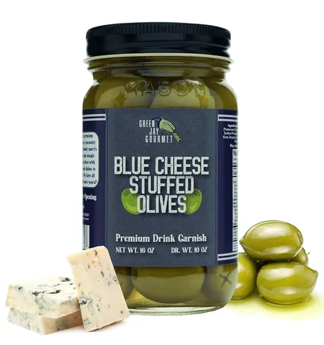 Vista 10 de Green Jay Gourmet Aceitunas Rellenas de Almendra – Aceitunas Verdes Rellenas de Almendra para Decoración de Cócteles y Tabla de Quesos – Aceitunas