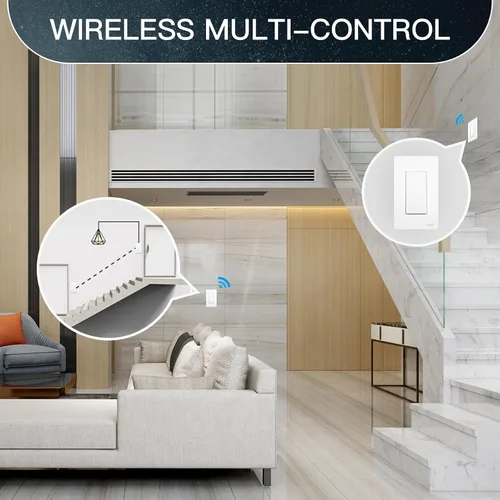 Vista 3 de MoesGo - Interruptor de luz inteligente WiFi de segunda generación, interruptor de pared inteligente WiFi de 2.4GHz, requiere cable neutro, control