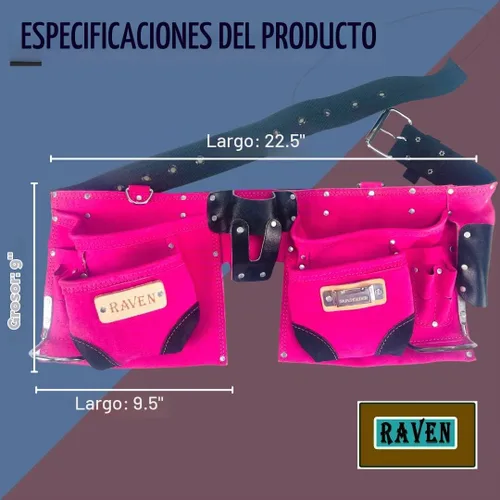 Vista 5 de Raven Bolsas de herramientas Rosa, azul, beige, negro Cinturón de nailon + cinturón de cuero Bolsa individual + bolsa doble Rosa