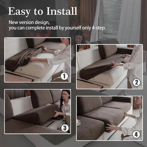 Vista 7 de OHSIO Fundas de Cojines de Sofá para Sofá Seccional, Fundas de Sofá Suaves Elásticas Lavables Resistentes al Desgaste Protector Universal de Muebles