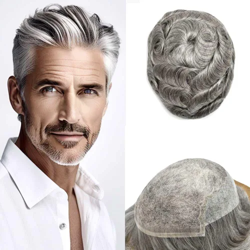 Vista 52 de Mens Toupee Human Hair Replacement System Swiss Lace Toupee For Men Hair Piece Protesis Capilar Mens Hairpiece 5X7#1 Jet Black 120% Density