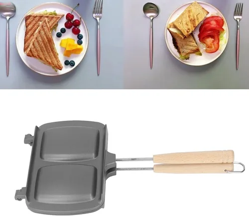 Vista 6 de Sartén de doble cara, sartén doble de aluminio antiadherente, máquina de queso a la parrilla, sándwich antiadherente para parrilla, sartén