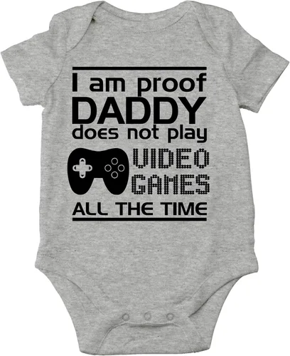 Vista 18 de CBTwear Proof Daddy Does Not Play Video Games All the Time – Ropa de bebé – Divertido body para recién nacido para niños y niñas