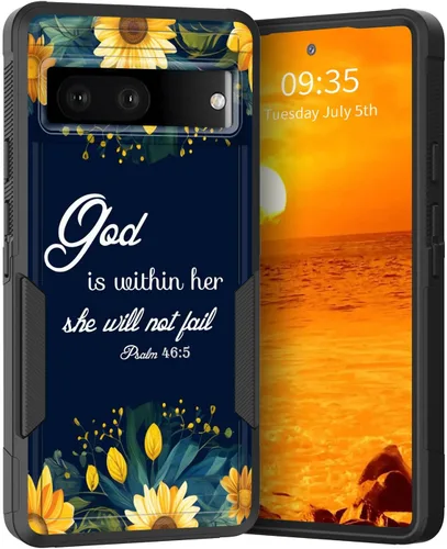 Vista 184 de Funda para Pixel 6A, Híbrida de Doble Capa de Servicio Pesado Resistente a Prueba de Golpes PC Duro + Funda Protectora de Silicona Suave para Google