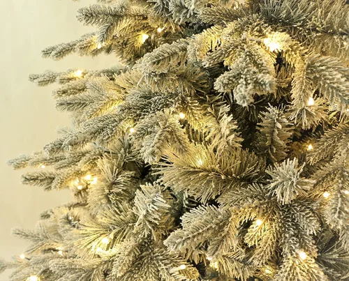 Vista 3 de Árbol de Navidad de abeto flocado de Alaska de 5 pies (5 pies preiluminado)
