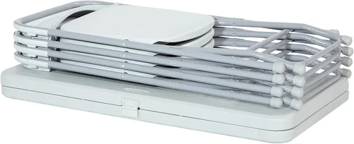 Vista 7 de Office Star - Juego de mesa y sillas cuadradas plegables de resina de 5 piezas, color gris claro