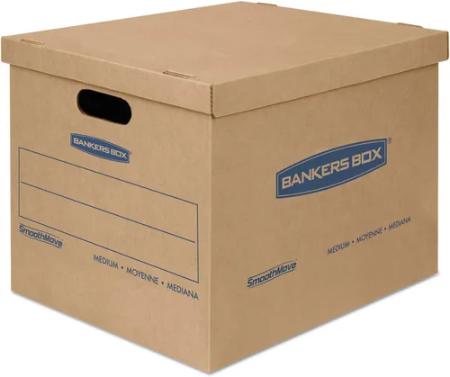 Vista 11 de Bankers Box Caja de mudanza clásica pequeña, paquete de 10 unidades, asas reforzadas, montaje sin cinta, caja con tapa, 15 x 12 x 10 pulgadas