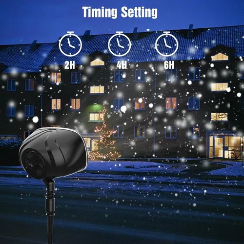 Vista 7 de Proyector de luz de nieve de Navidad, luces de proyector de vacaciones con control remoto, luces giratorias de caída de nieve, iluminación