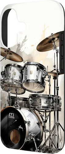 Vista 2 de Vintage Drum Set Drawing Funda para iPhone 17