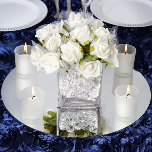 Vista 5 de TABLECLOTHSFACTORY Espejo redondo de vidrio de 8 pulgadas, decoración de mesa para fiesta de boda, centros de mesa - 6 piezas