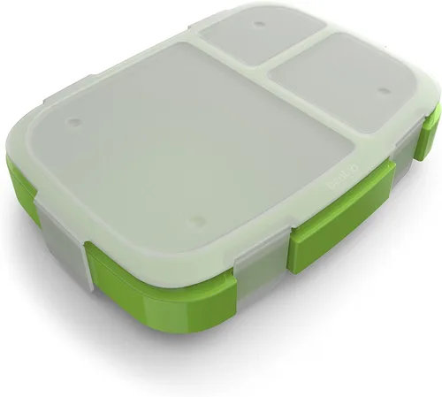 Vista 10 de Bentgo Fresh Tray (Aqua) con cubierta transparente, reutilizable, sin BPA, recipiente de preparación de comidas de 4 compartimentos con control