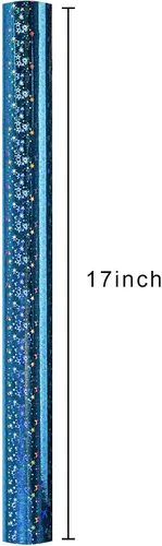 Vista 4 de Merture - Rollo de papel de regalo holográfico azul, papel de regalo azul con diseño de galaxia brillante para cumpleaños, baby shower, Navidad, día