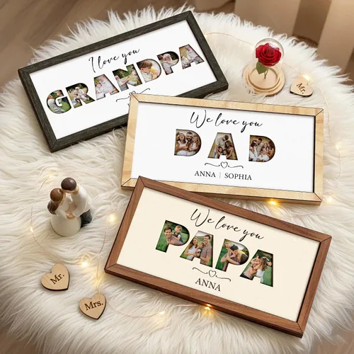Vista 30 de Regalos personalizados de béisbol con texto en inglés «We Caught the Best Dad», regalos para el Día del Padre de parte del hijo, marco de madera