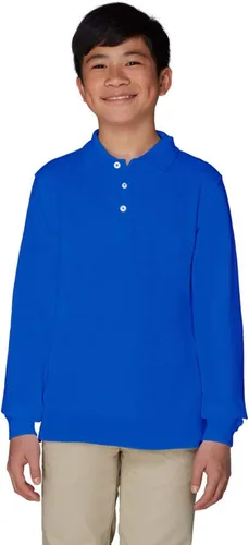 Vista 10 de French Toast Camisa de uniforme escolar de piqué con manga larga para niños y niñas, Azul marino