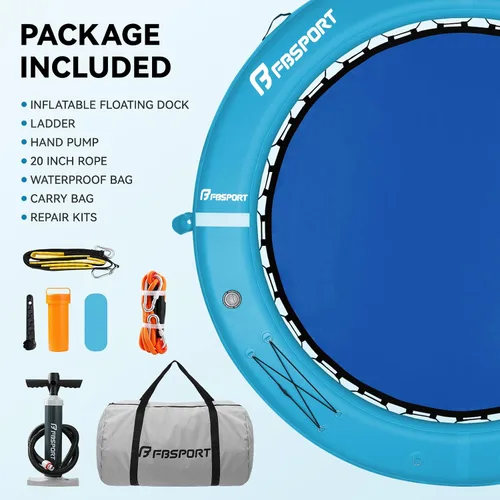 Vista 6 de FBSPORT Hamaca inflable de agua redonda flotante, 10/8/6 pies, plataforma flotante para lago con portavasos, flotador solar, balsa fría, anillo