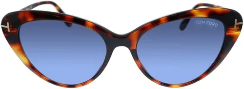 Vista 2 de Tom Ford FT 0869 55V Havana Gafas de sol de plástico ojo de gato lente azul