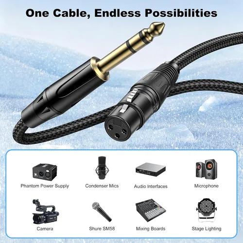Vista 4 de New Bee Cable hembra TRS a XLR de 6.35mm / 0.25 in (1/4 pulgadas) de 3 pies