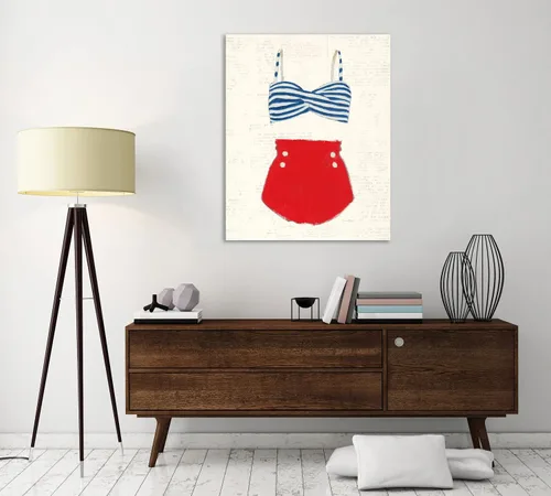 Vista 4 de Jaxson Rea Lienzo envuelto en la galería de papel de periódico Retro Swimwear IV por Emily Adams, 12 x 15 pulgadas